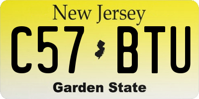 NJ license plate C57BTU
