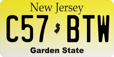 NJ license plate C57BTW