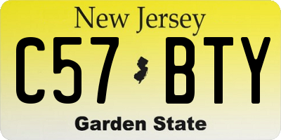 NJ license plate C57BTY
