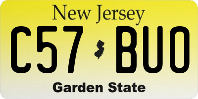 NJ license plate C57BUO