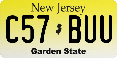 NJ license plate C57BUU