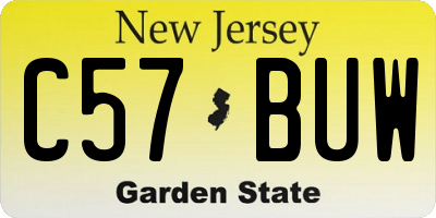 NJ license plate C57BUW