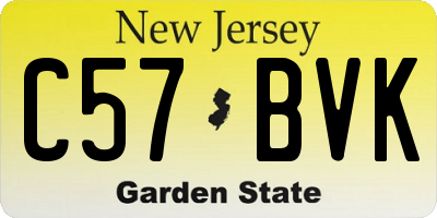 NJ license plate C57BVK