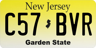 NJ license plate C57BVR