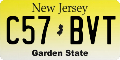 NJ license plate C57BVT