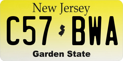 NJ license plate C57BWA