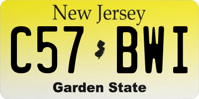NJ license plate C57BWI