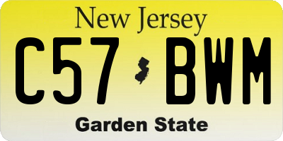 NJ license plate C57BWM