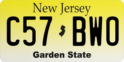 NJ license plate C57BWO