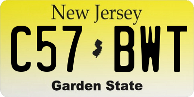 NJ license plate C57BWT