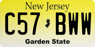 NJ license plate C57BWW
