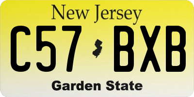NJ license plate C57BXB