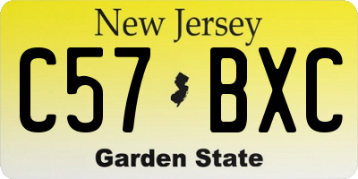 NJ license plate C57BXC