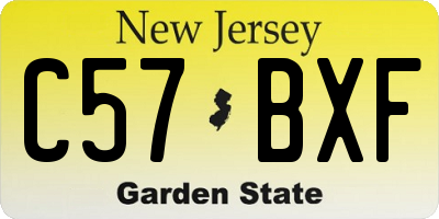 NJ license plate C57BXF