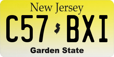 NJ license plate C57BXI