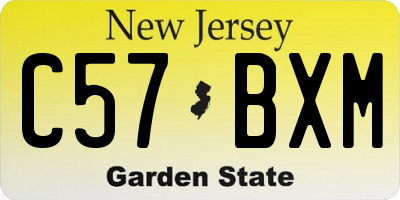 NJ license plate C57BXM