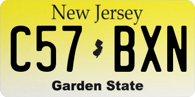 NJ license plate C57BXN