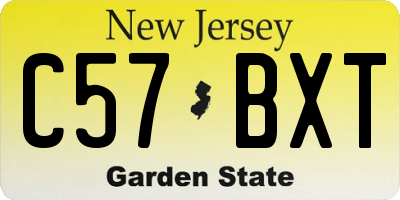 NJ license plate C57BXT