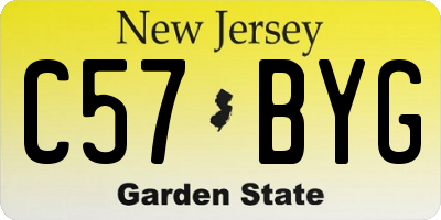 NJ license plate C57BYG