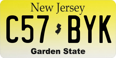 NJ license plate C57BYK