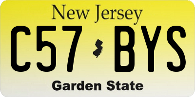 NJ license plate C57BYS
