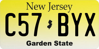 NJ license plate C57BYX