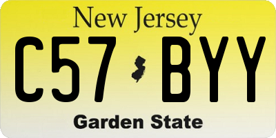 NJ license plate C57BYY