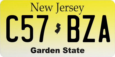NJ license plate C57BZA