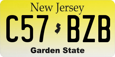 NJ license plate C57BZB