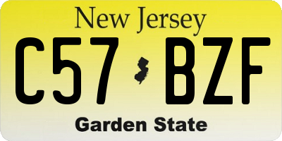 NJ license plate C57BZF