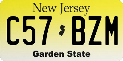 NJ license plate C57BZM