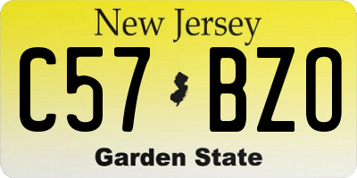 NJ license plate C57BZO