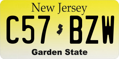NJ license plate C57BZW