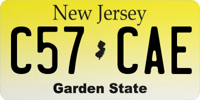 NJ license plate C57CAE