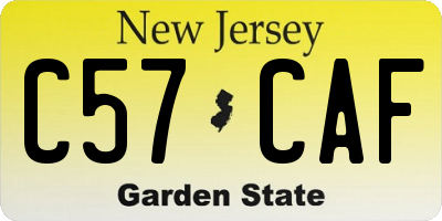 NJ license plate C57CAF