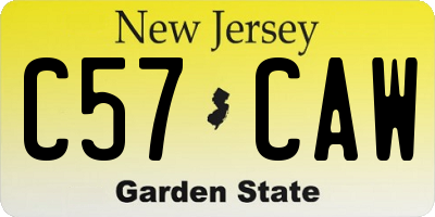 NJ license plate C57CAW