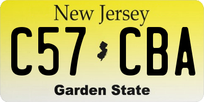 NJ license plate C57CBA