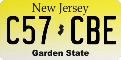 NJ license plate C57CBE