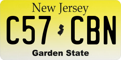 NJ license plate C57CBN