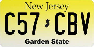 NJ license plate C57CBV