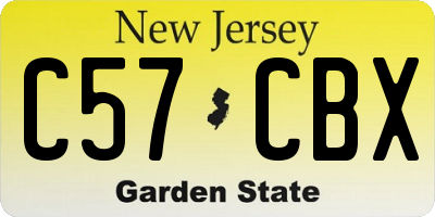NJ license plate C57CBX