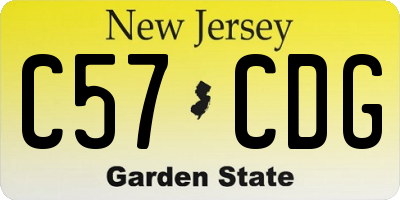 NJ license plate C57CDG
