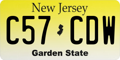 NJ license plate C57CDW
