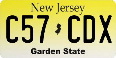 NJ license plate C57CDX