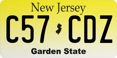 NJ license plate C57CDZ