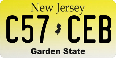 NJ license plate C57CEB