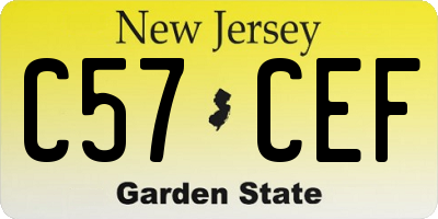 NJ license plate C57CEF