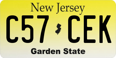 NJ license plate C57CEK