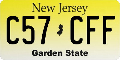 NJ license plate C57CFF