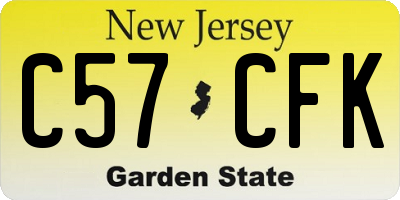 NJ license plate C57CFK
